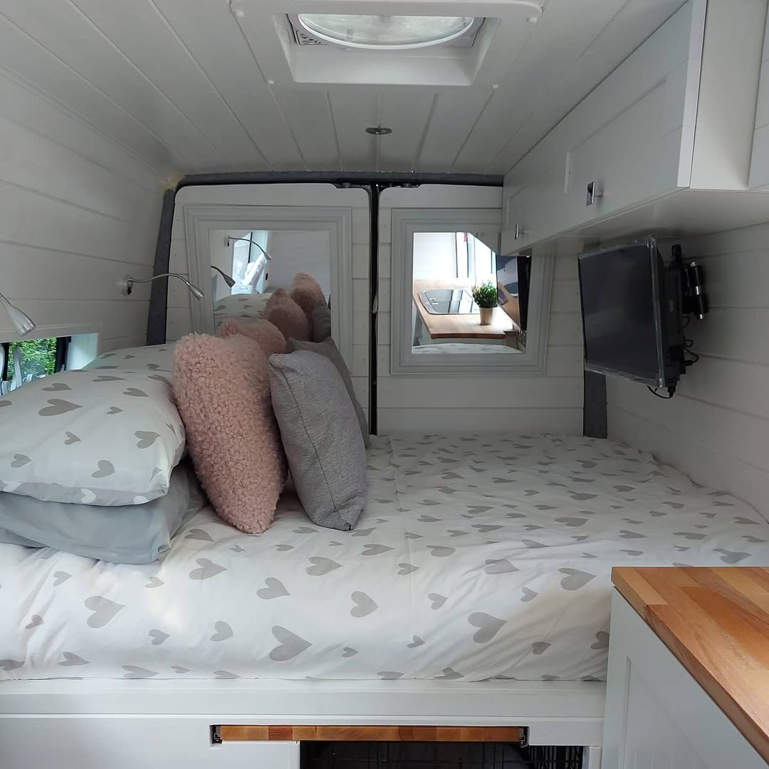 Fluffy Camper Bed With Heart Accents