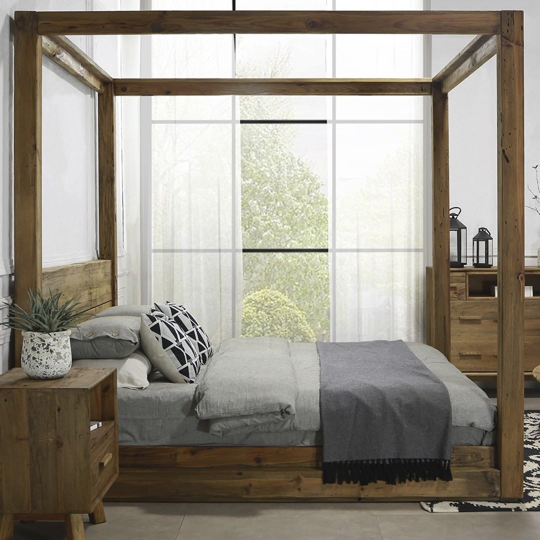 Rustic Four Poster Bed with Natural Elements