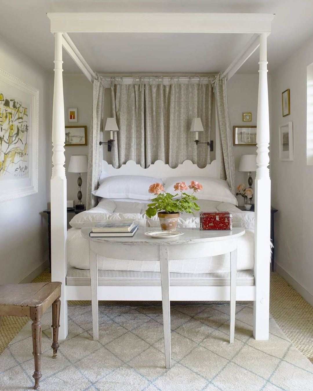 Charming Four Poster Bed with Vintage Accents