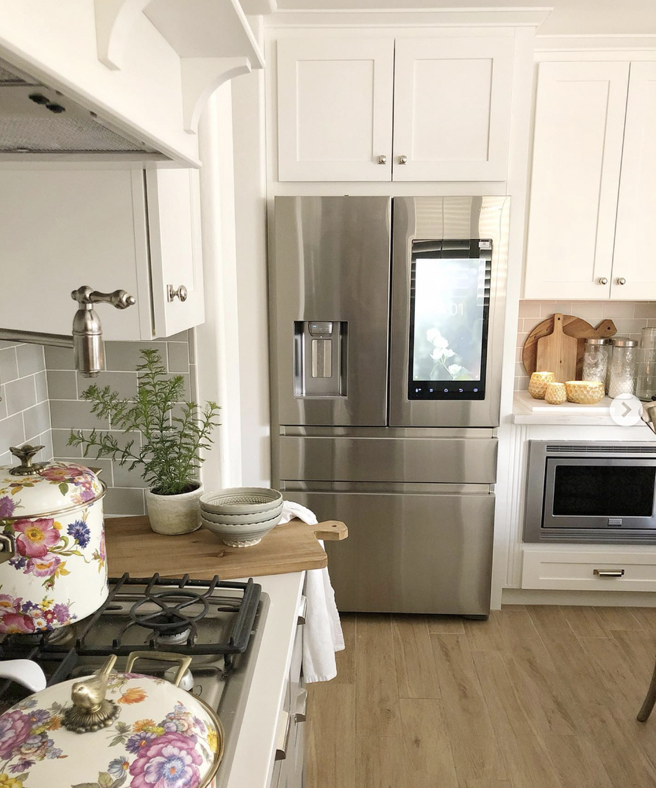 White Shaker Cabinets Above the Fridge