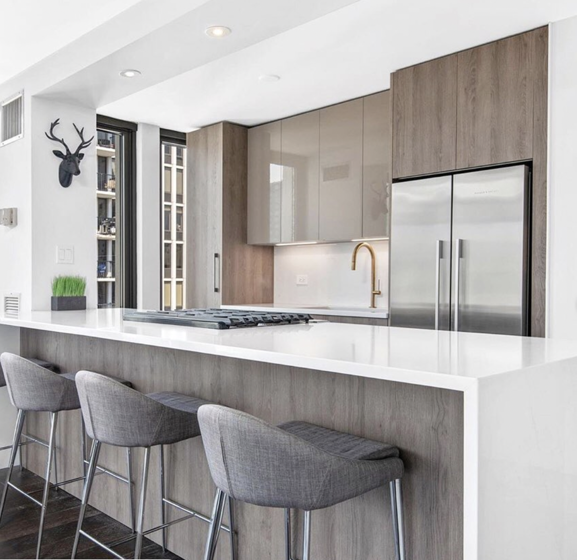 Wood Cabinets Above the Fridge