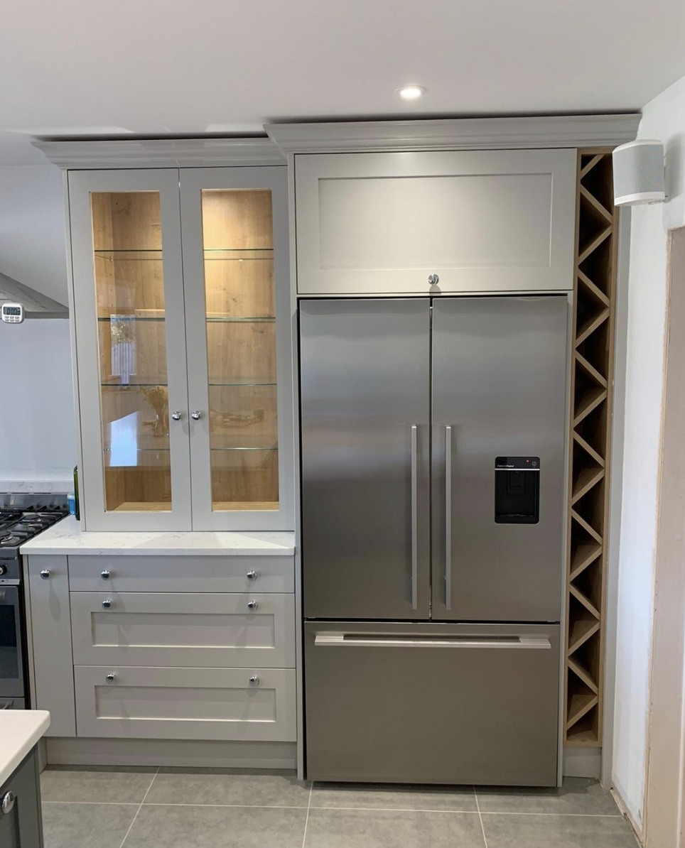 Light Gray Cabinet Above the Fridge