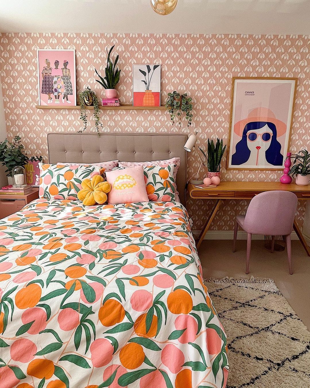 Colorful Bedroom Desk With a Playful Feel