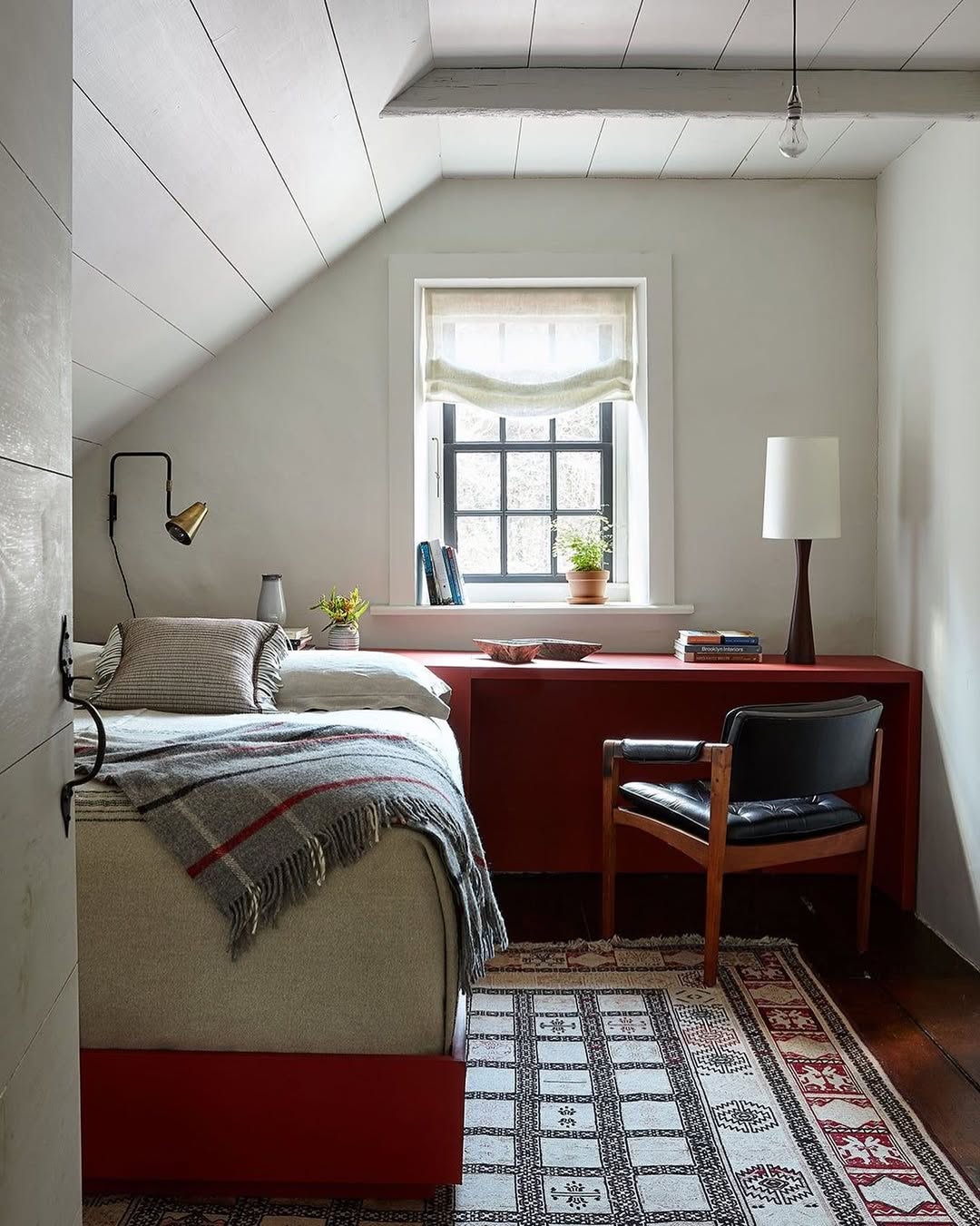 Warm Terracotta Around a Built-In Workspace