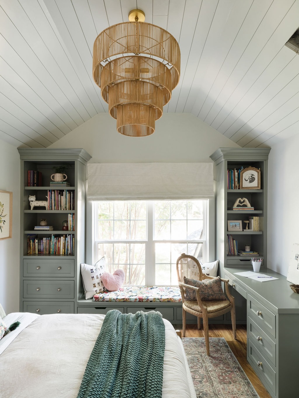 Built-In Workspace Beside a Cozy Window Seat