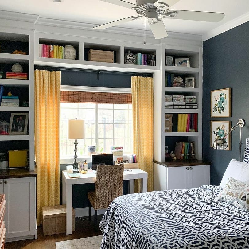 Window Desk in a Shelved Nook