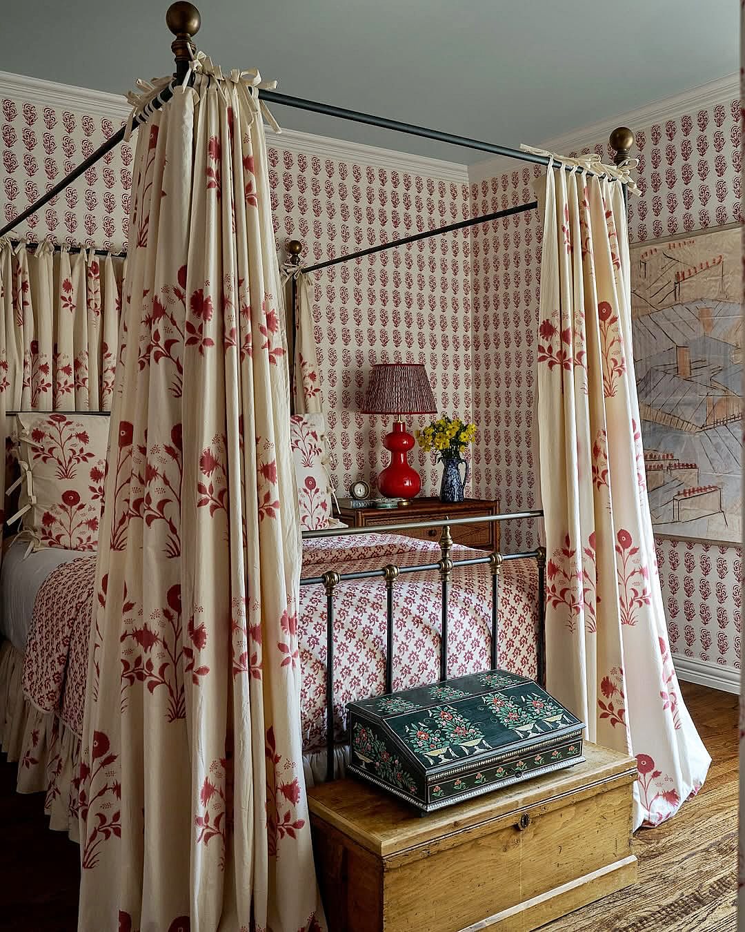 Patterned Canopy With Brass Accents