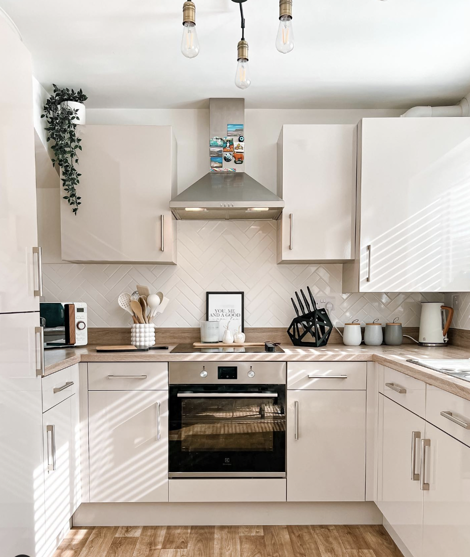 Neutral-Toned Kitchen with a Wood Countertop