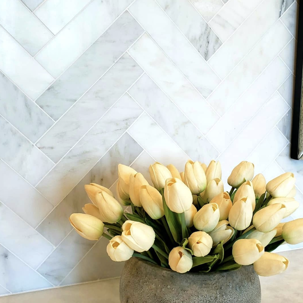 Grey Marble Tile Backsplash