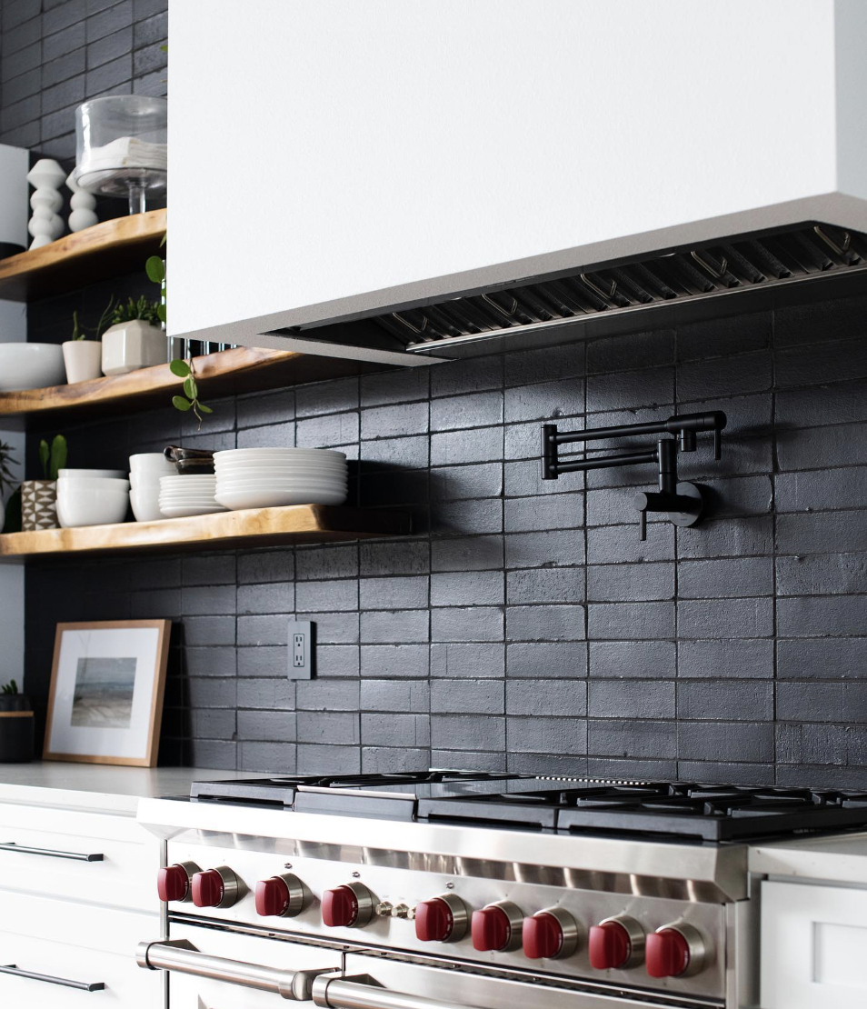Black Faux Brick Backsplash
