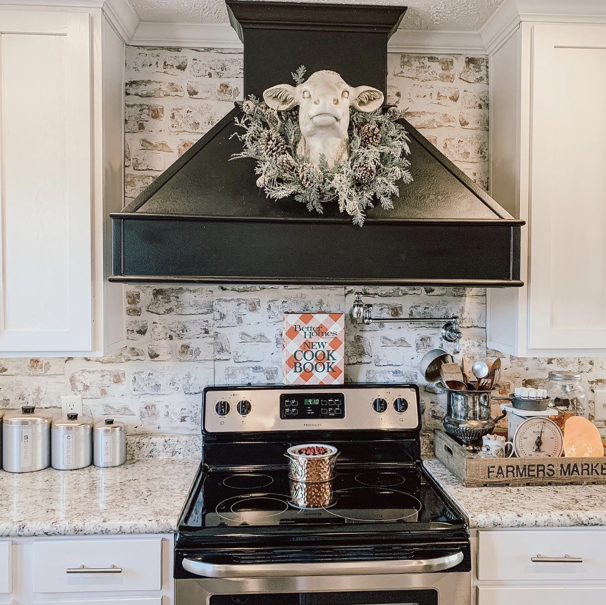 Brick Backsplash for a Rustic Farmhouse Kitchen