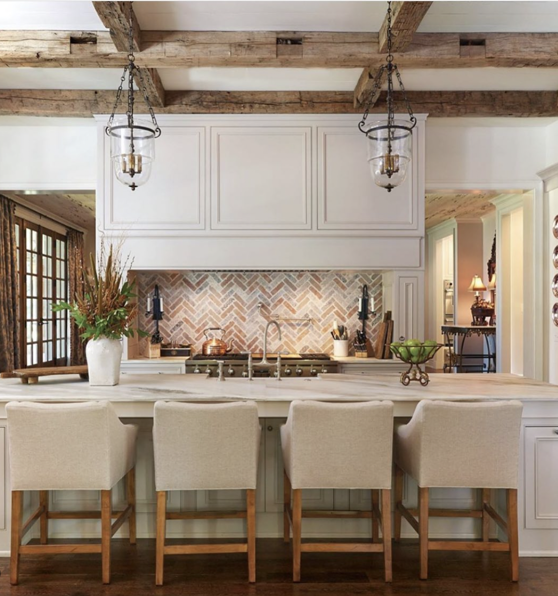 White-Cabinet Brick Backsplash