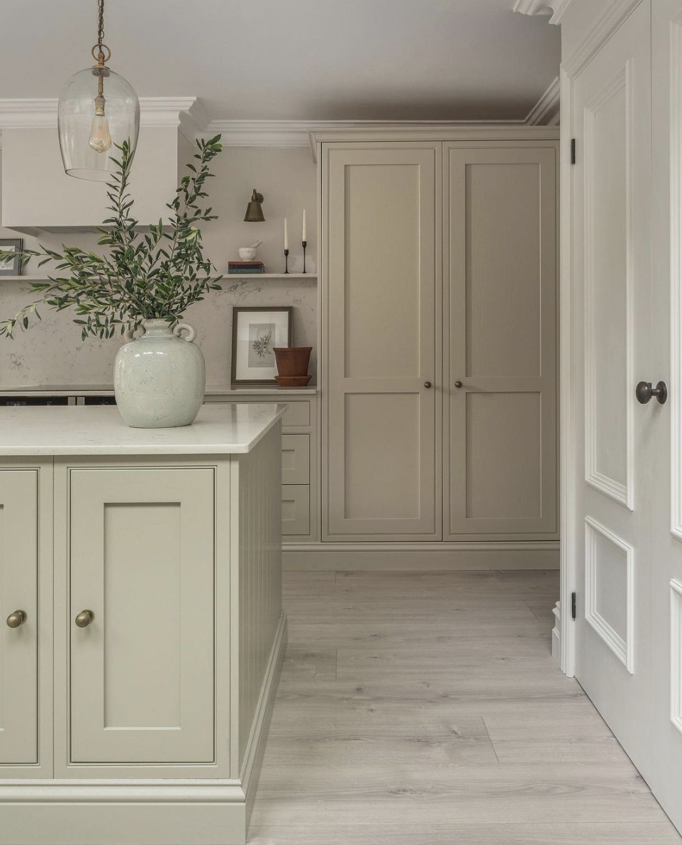 Brass Knobs on White Kitchen Cabinets