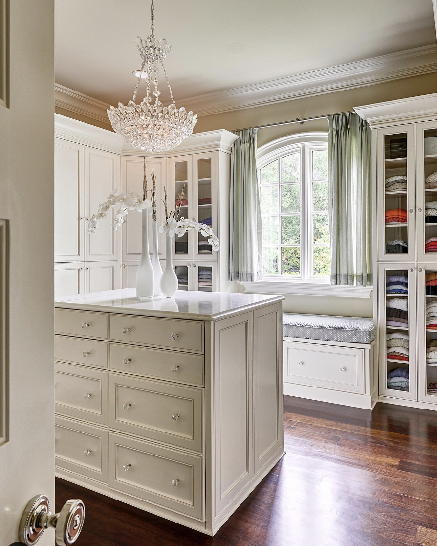 Crown-Molded Cabinets for a Dressing Room