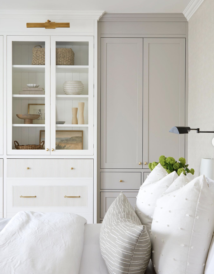 Crown-Molded White Class Door Cabinets