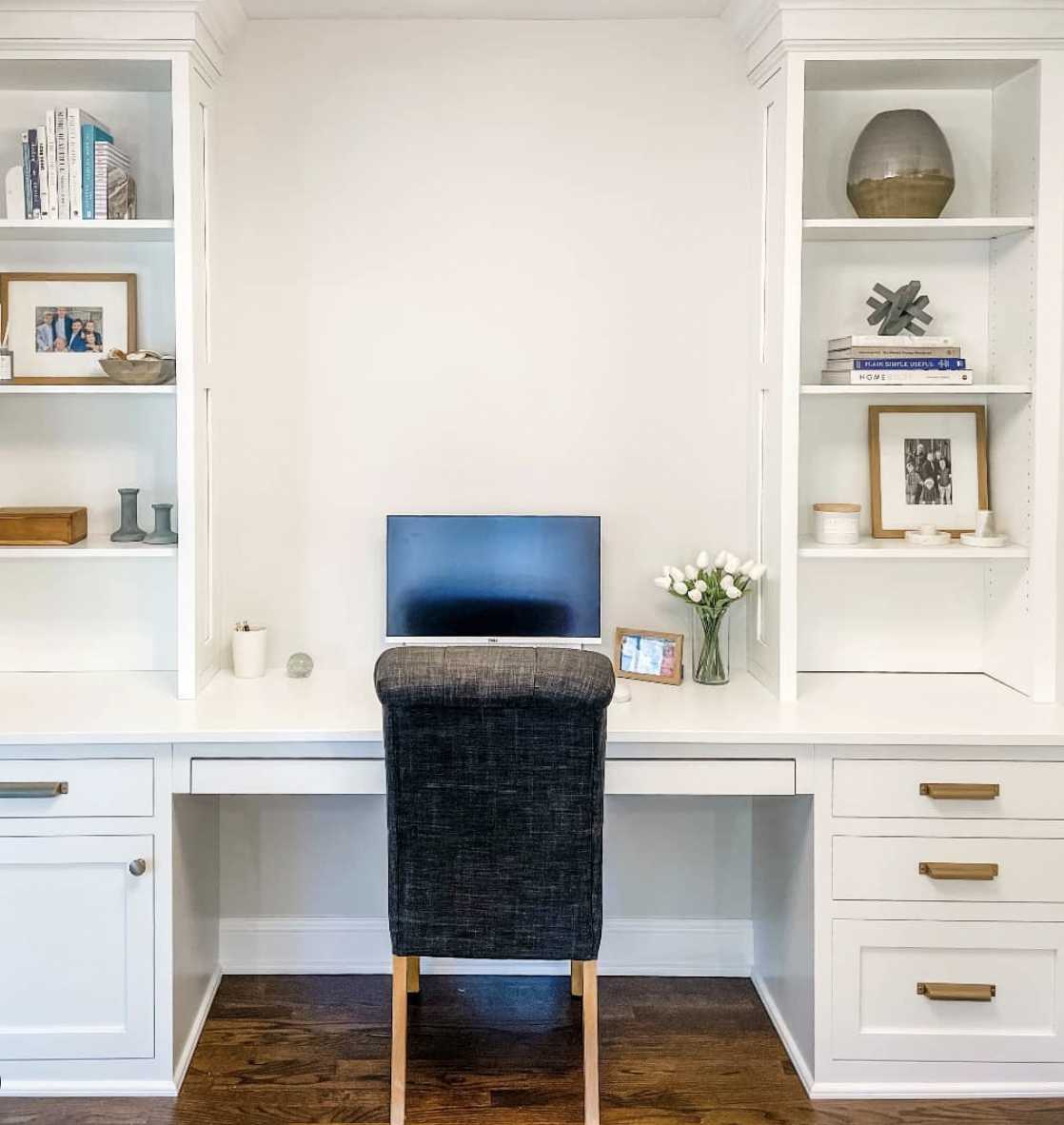 Built-In Office Cabinets Finished With Trim