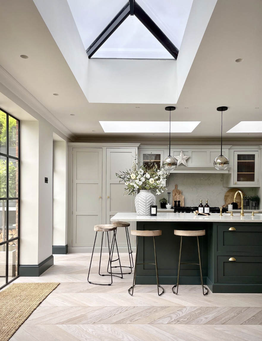 Black and Silver Lights Above the Kitchen Sink