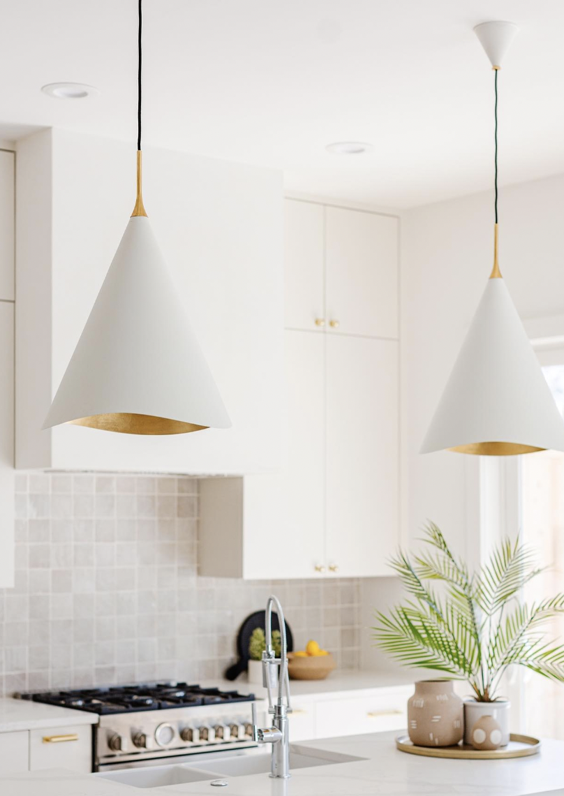 Inverted Cone Silver Lights Over the Sink