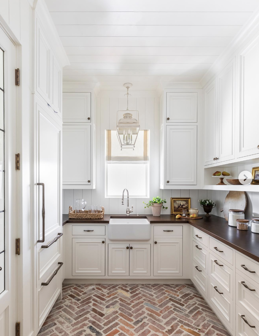 Brick-Floored L-Shaped Kitchen