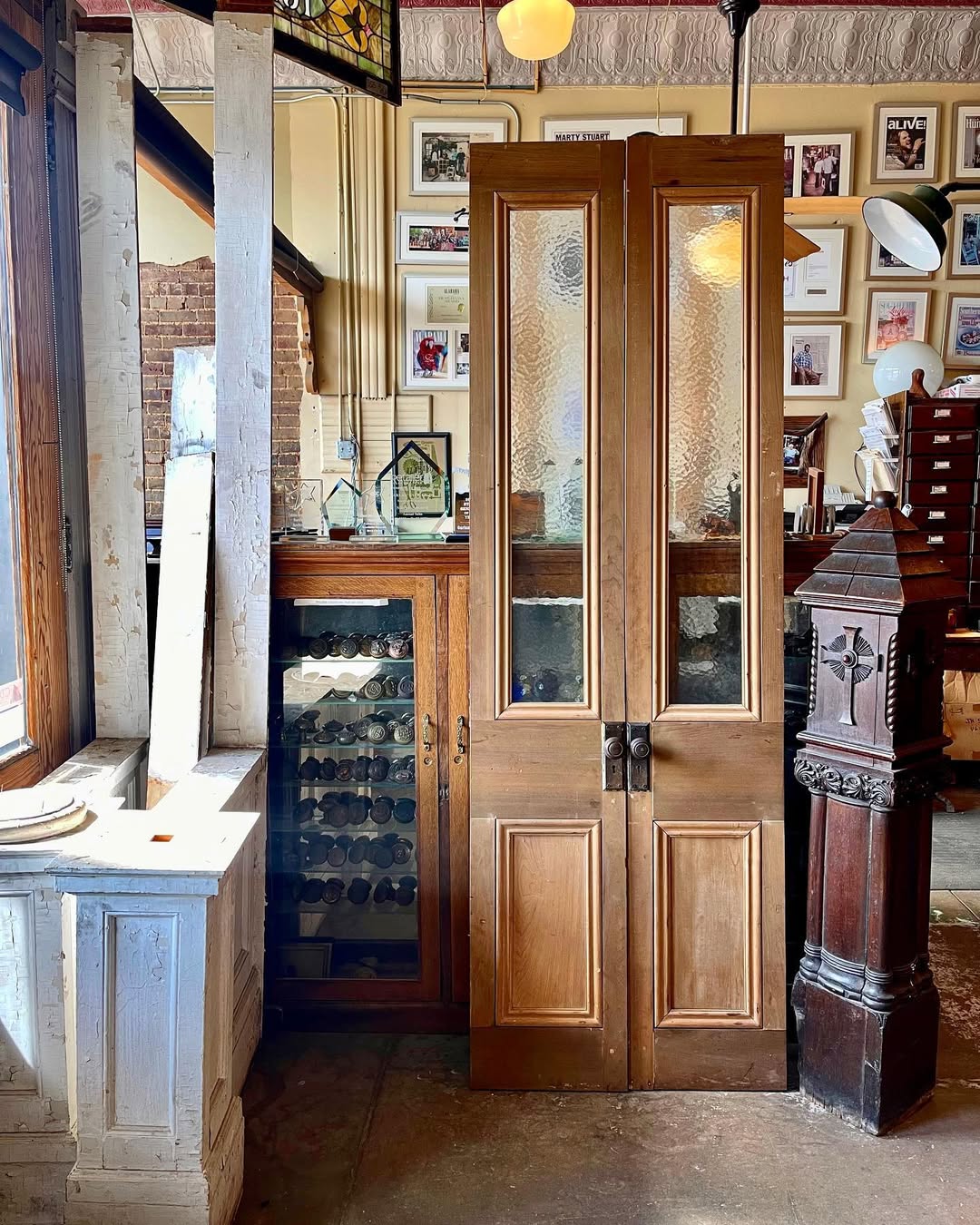 Rustic Barn Door Pantry With Brass Hardware