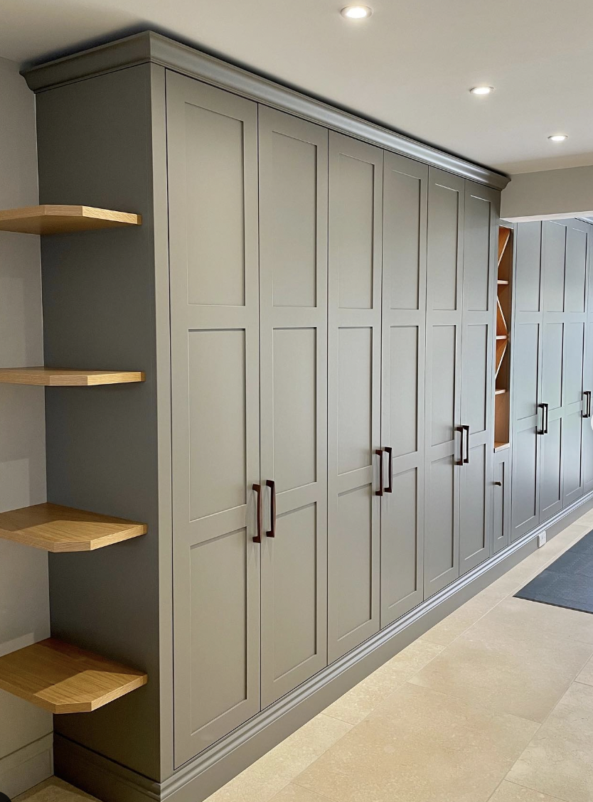 Grey Cabinets with Full-Overlay Doors