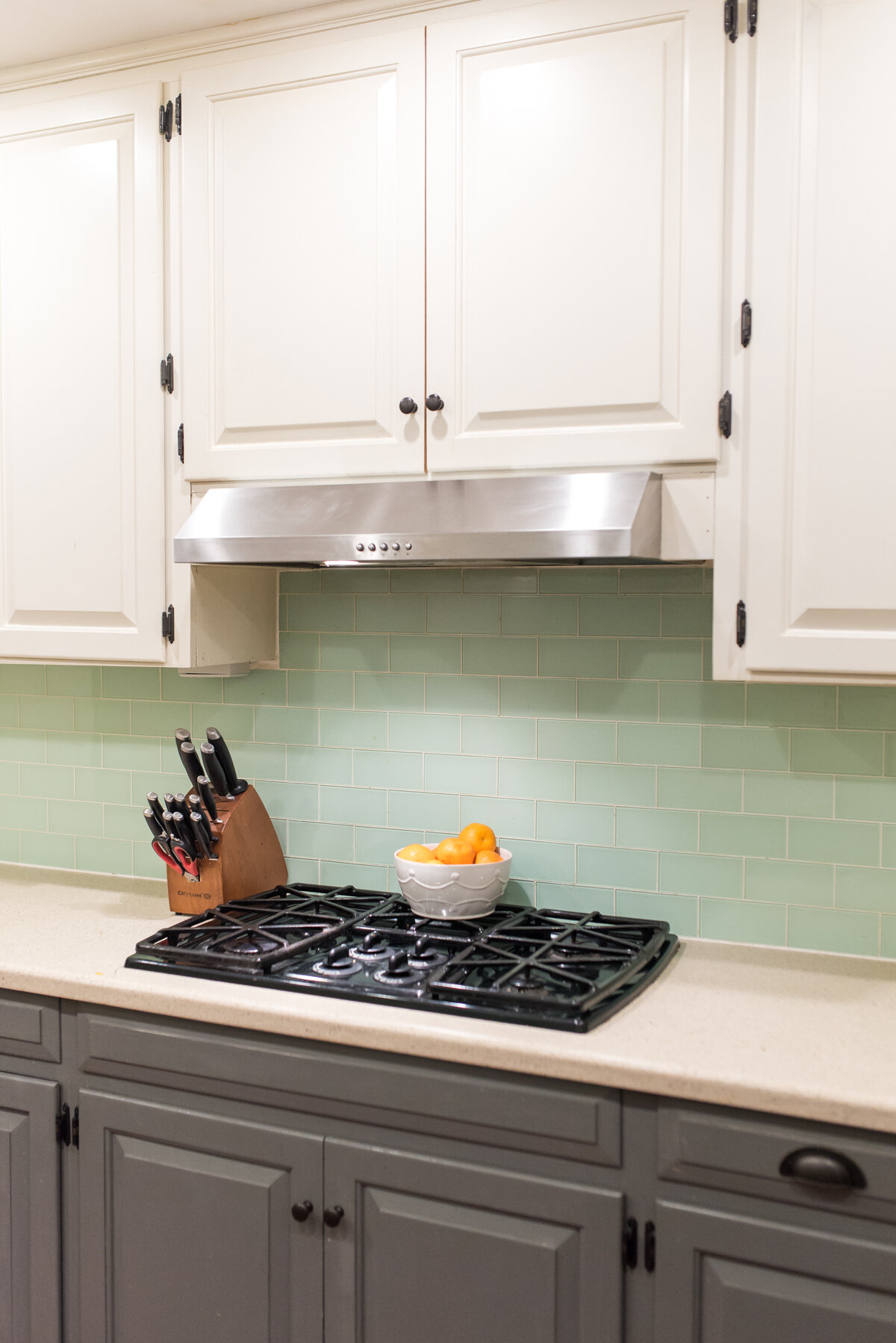 Custom White and Gray Kitchen Cabinets