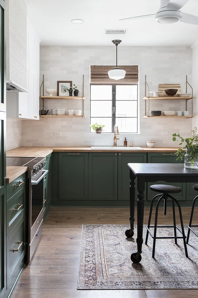 White And Forest Green Kitchen