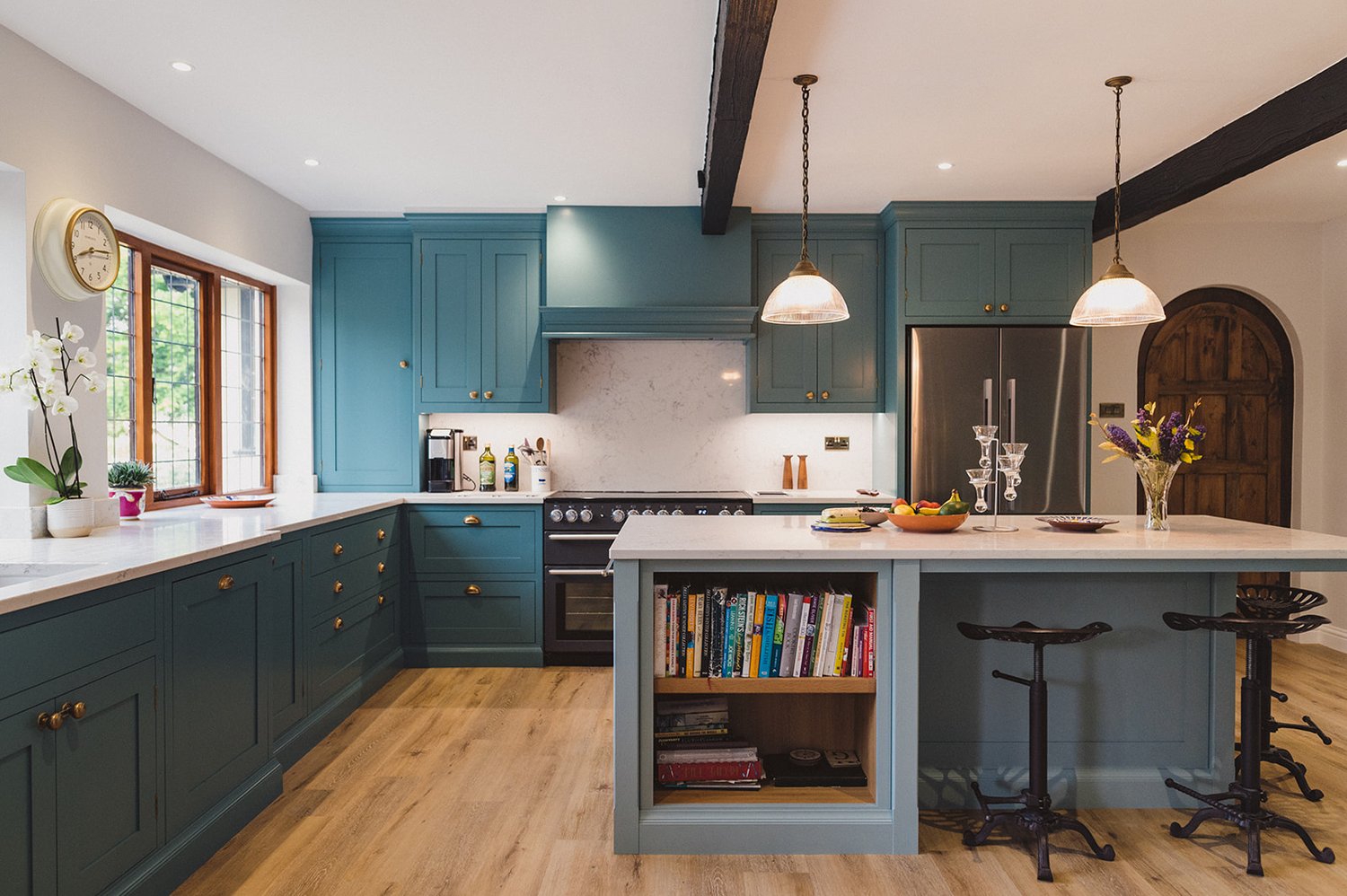 Two-Tone Blue Kitchen Cabinets