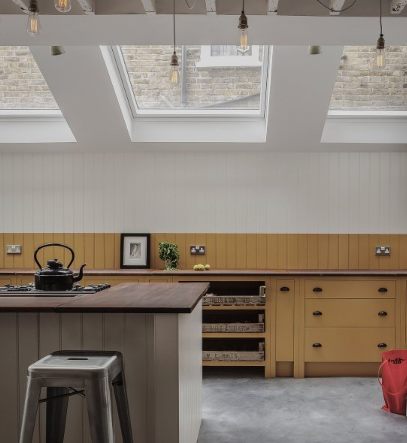 Blue and White Cabinets in Two Tones