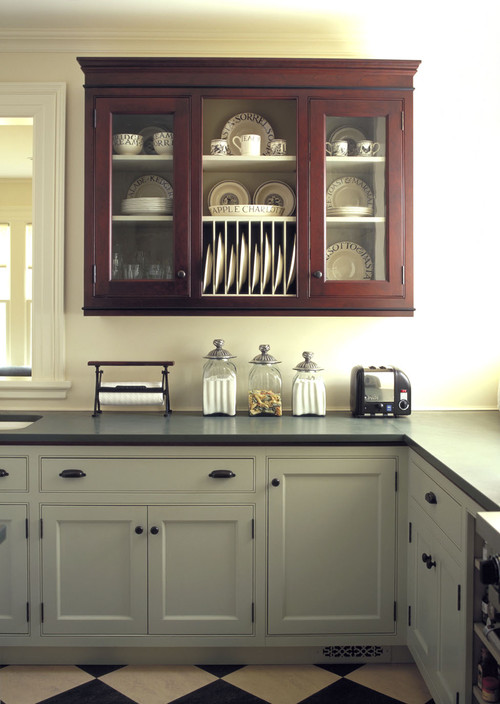 Painted Gray Oak Kitchen Cabinets